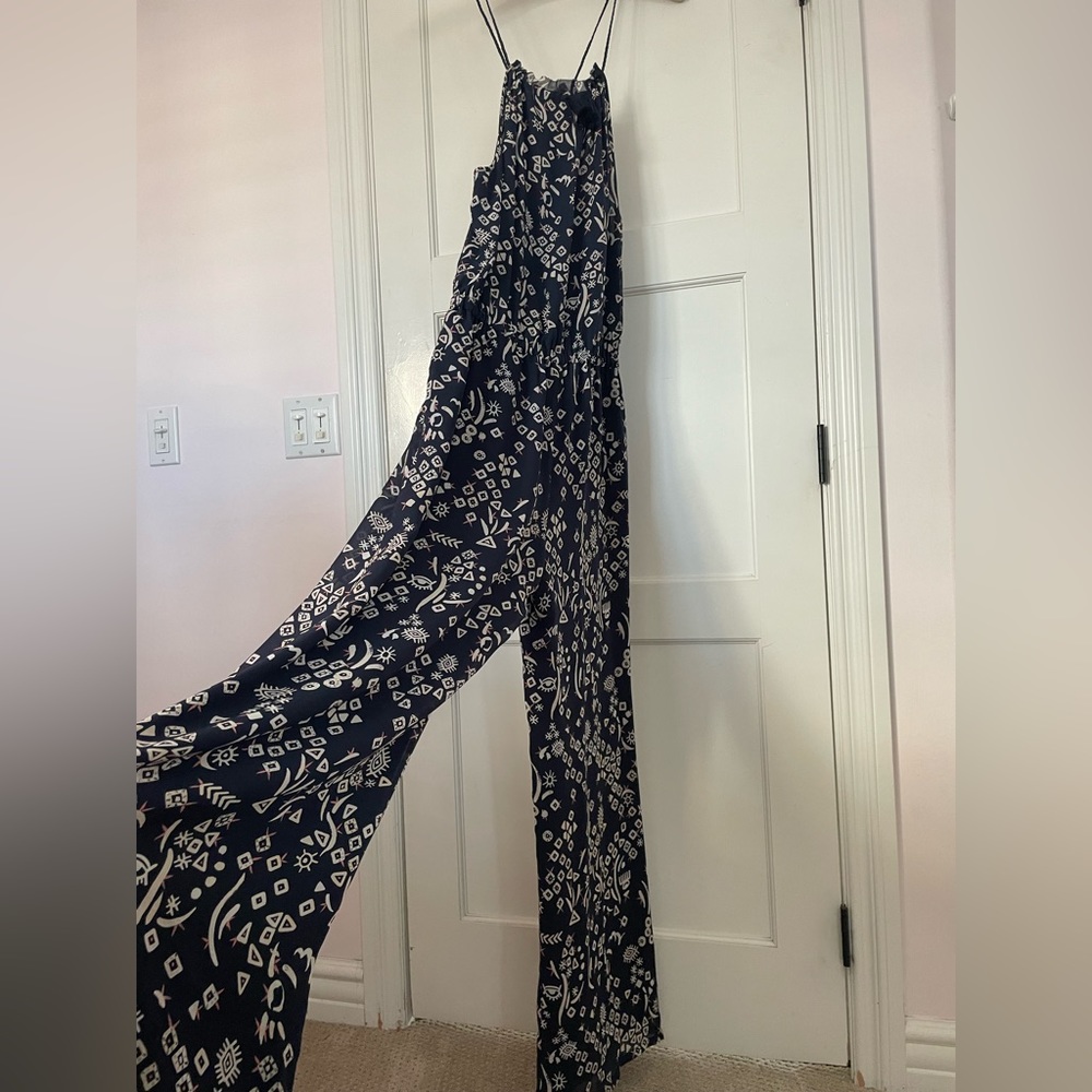 TORY BURCH size large navy blue jumpsuit (maxi dress ish)
